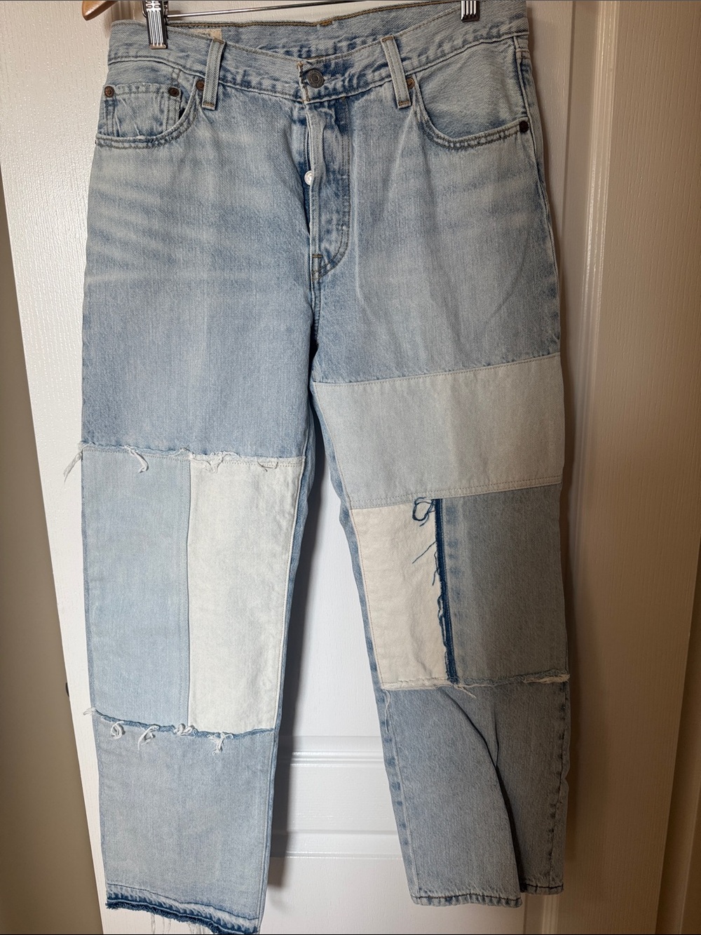 Light Blue Patchwork womens Jeans